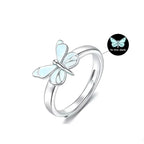 Bague élégante en argent avec pendentif papillon lumineux