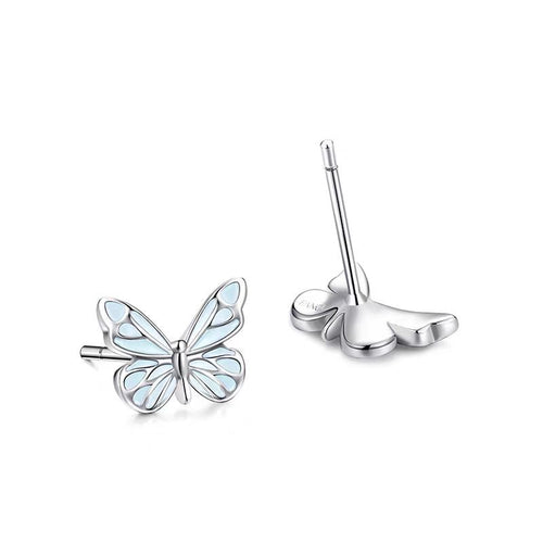Boucles d'oreilles élégantes en argent avec pendentif papillon lumineux