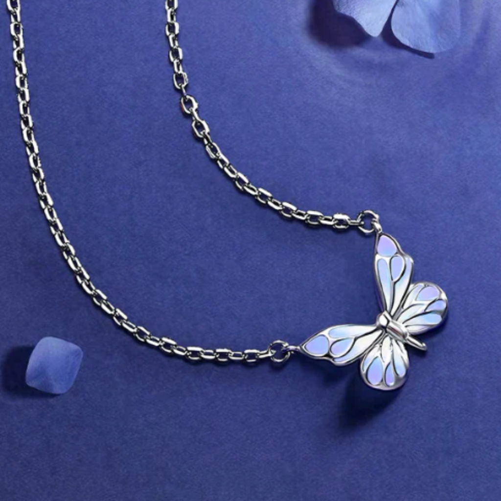 Collier Lumineux Intelligent Papillon Bleu