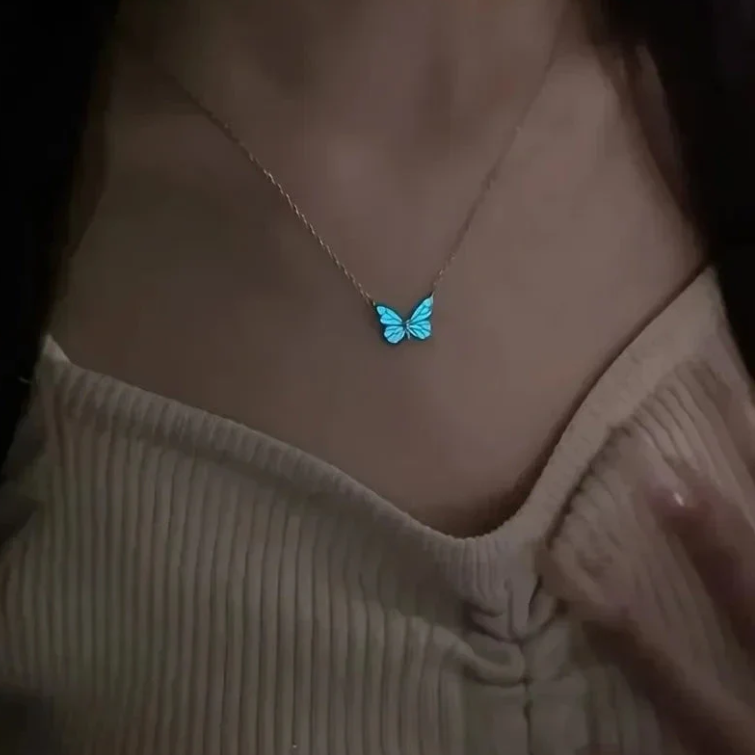Collier Lumineux Intelligent Papillon Bleu